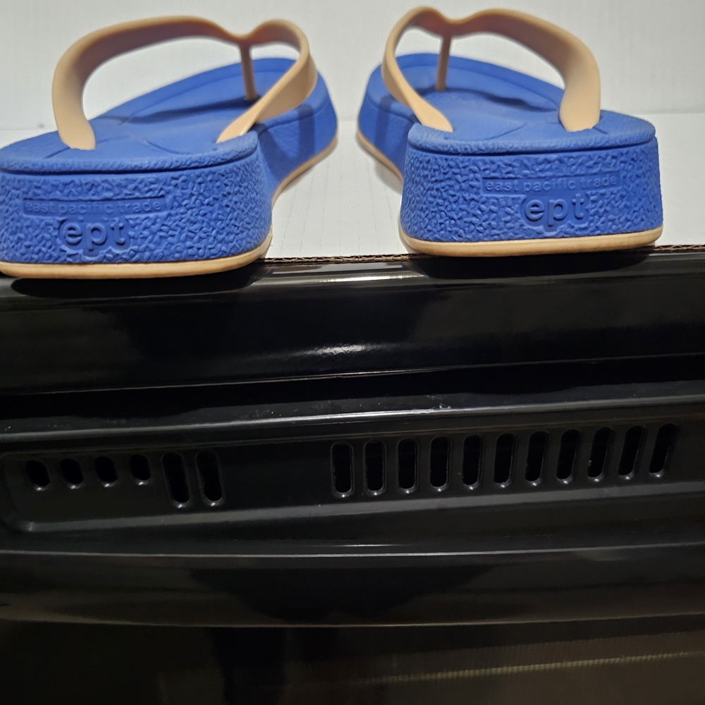 East Pacific Trade Malibu Blue Tan Unisex Flip flops sandals Sz women's 8 mens 7 - Picture 8 of 11